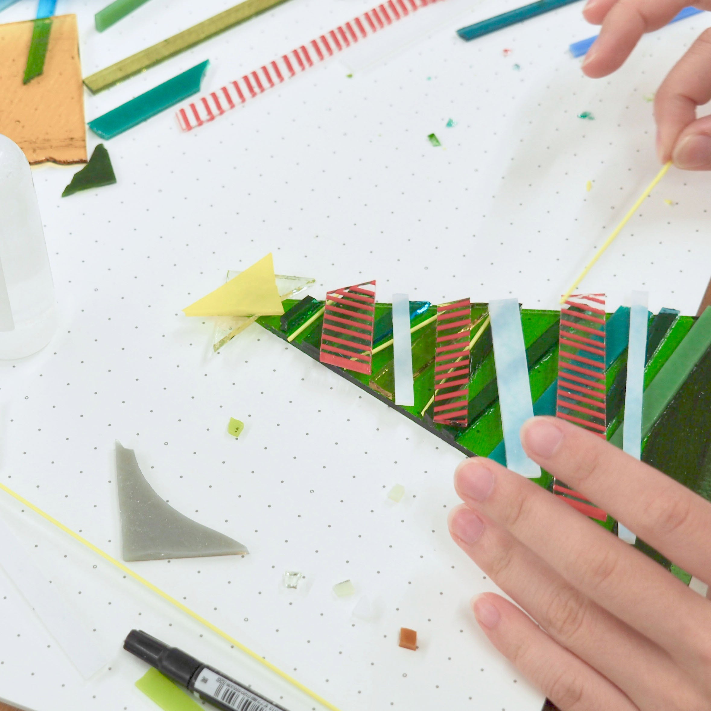 ガラスのクリスマスツリー作り